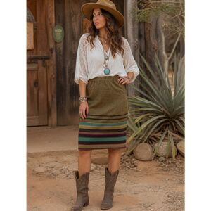 Double D Ranch Earthy Striped Pencil Skirt